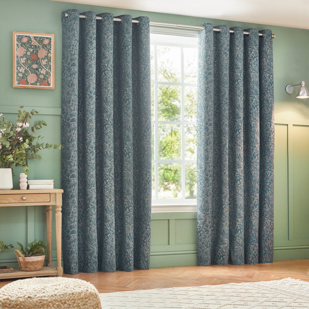 Wylder Jacquard Eyelet Curtains Blue 168 W x 137 D cm