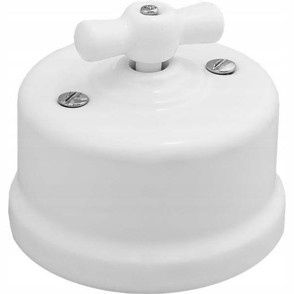 TG ELECTRO Retro keramische kruisknopschakelaar model TG-RCS-140XW wit
