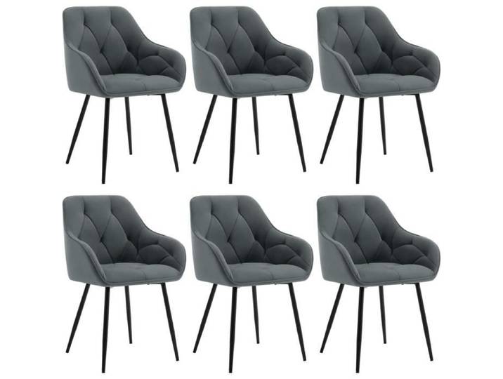 Chaises WOLTU – Ergonomique velours & métal gris foncé (Lot de 6)