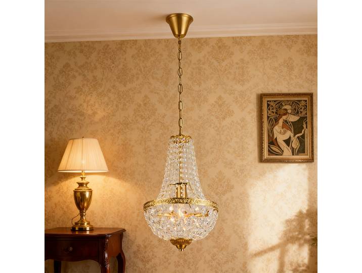 Lustre en cristal Vintage Style industriel Lustre suspension lampe salle à manger salon chambre décoration suspension sans ampoule