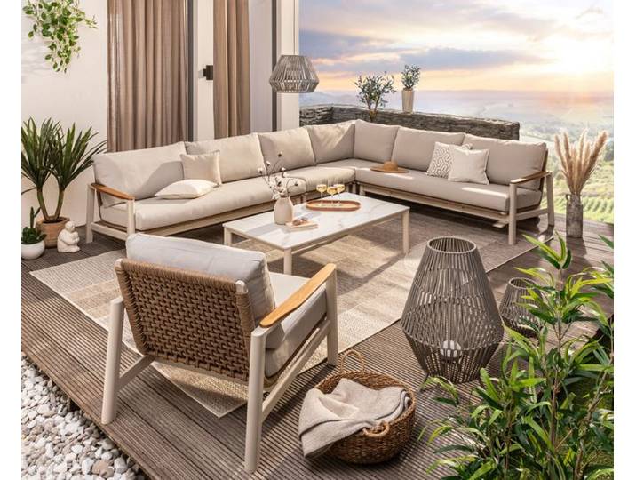 Loungesessel Gestell aus Aluminium in Beige Rope