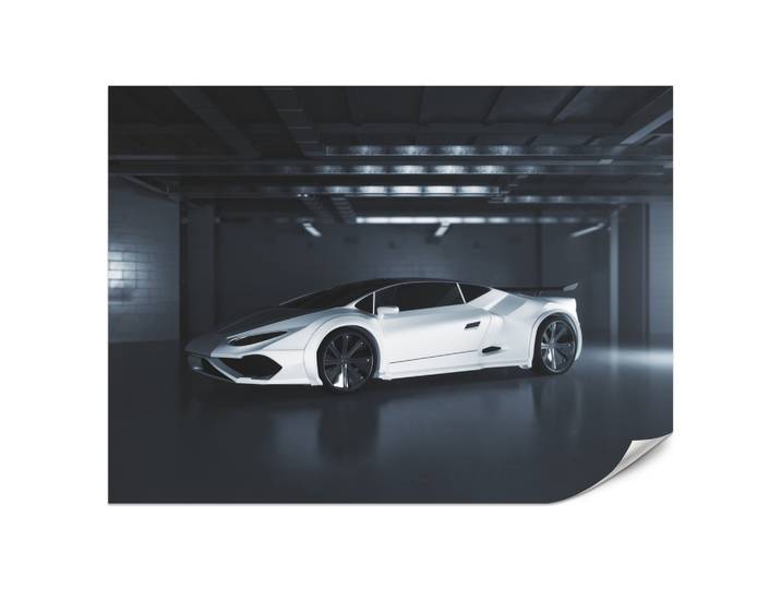 FOTOTAPETE für Jugendzimmer Weißes Sportwagen Untergrundgarage Modern 200x140