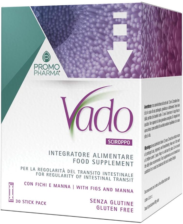 PROMOPHARMA SpA Vado Sciroppo 30 Stick Gusto Fichi e Manna - Integratore Naturale per il Benessere
