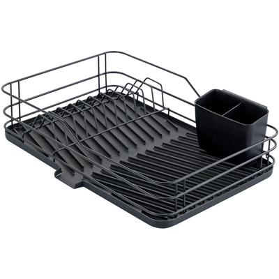 Geschirrständer MAXIMEX, schwarz, B:43cm H:10cm T:31cm, Metall, Geschirrständer, Geschirrabtropfer mit Abtropfschale, Besteckkorb und Tellergestell