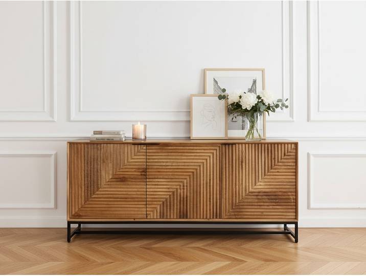 Buffet 3 portes 170 cm NAOMIE bois massif d'acacia