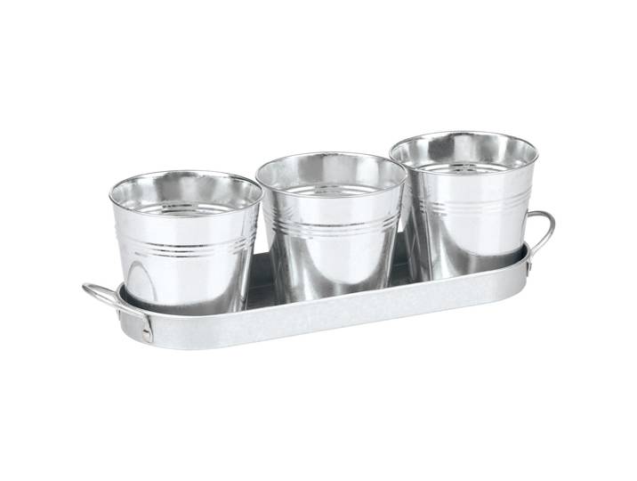 Kräutertöpfe, 3tlg. mit Tablett, Metall