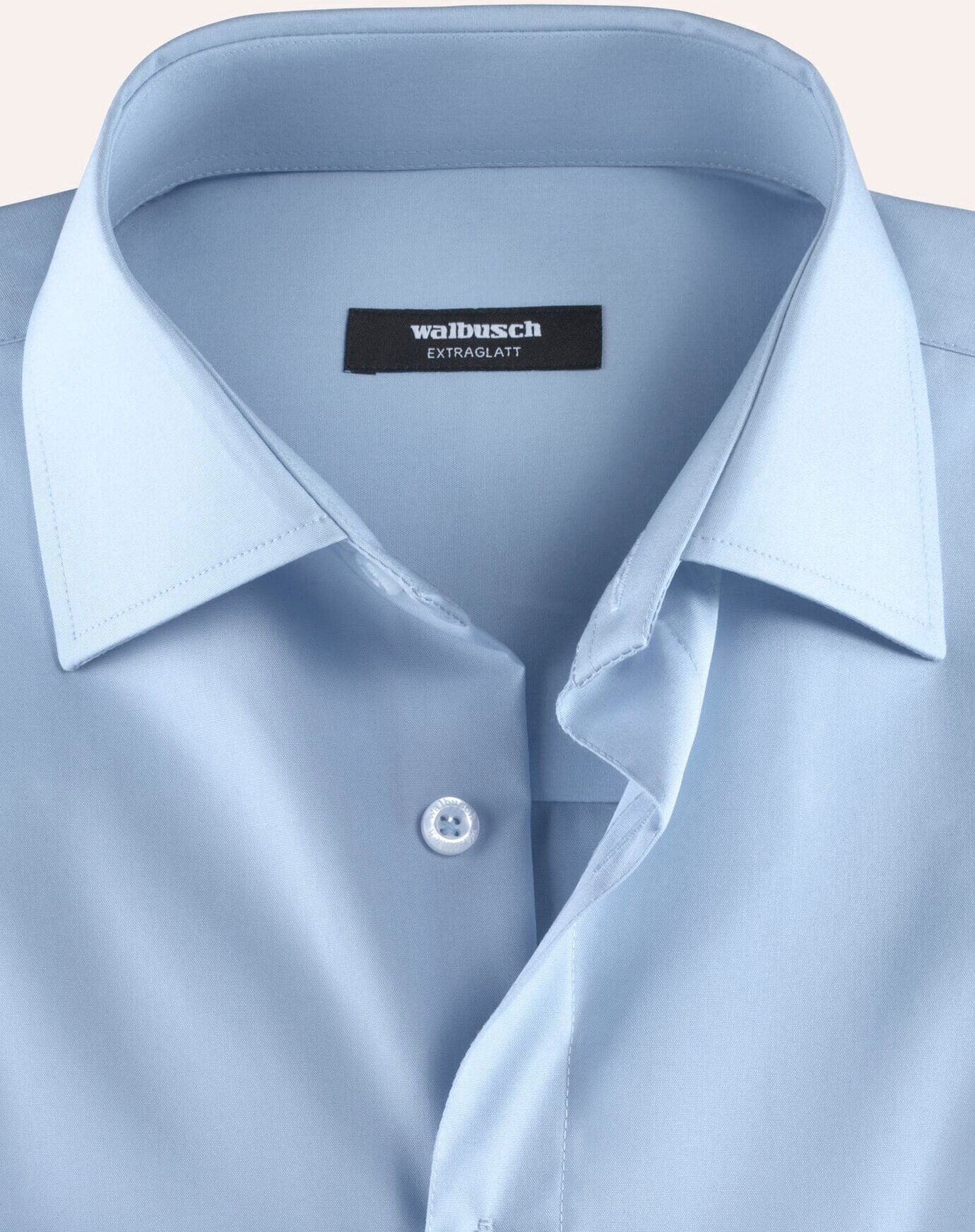 Walbusch Extraglatt-Hemd Kent-Kragen, Comfort Fit, Farbe Hellblau, 43, reine, bügelfreie Baumwolle Kent-Kragen Herren