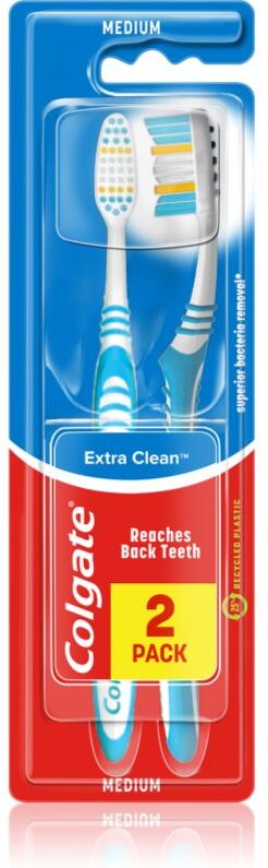 Colgate Extra Clean Medium brosses à dents medium 2 pcs