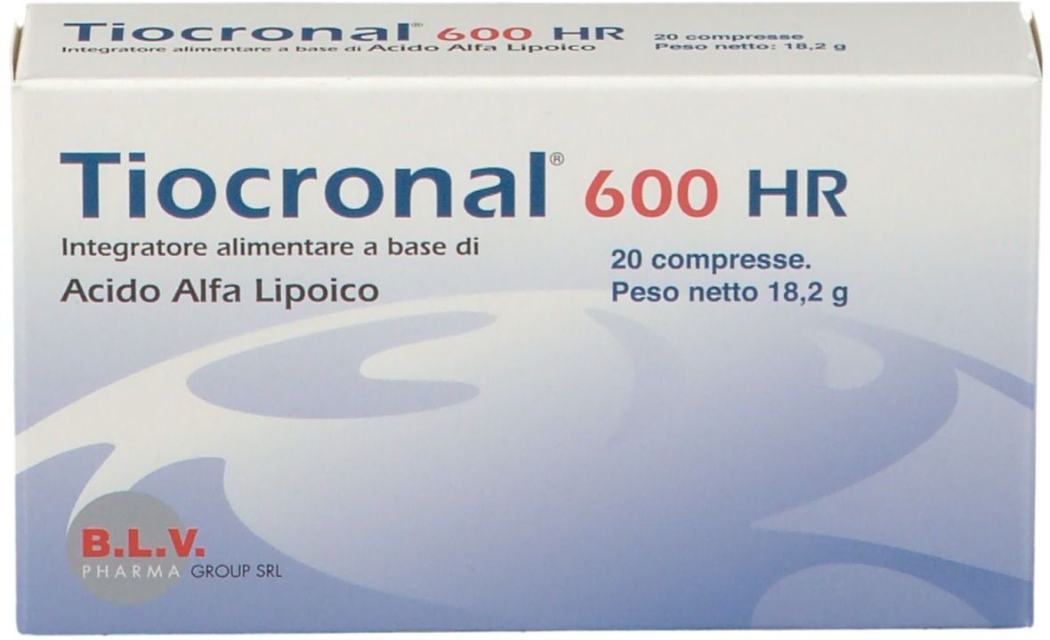 B.L.V. PHARMA GROUP Srl Tiocronal 600 HR 20 Compresse, Integratore Acido Alfa Lipoico