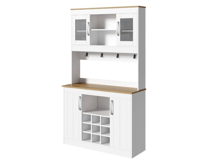 Buffet de cuisine en panneaux de bois blanc naturel 106x39x175 cm