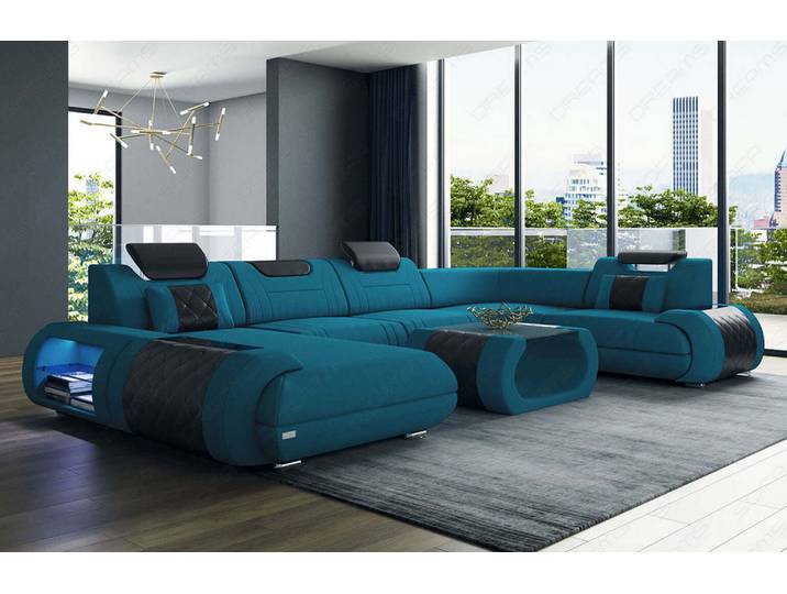 Wohnlandschaft Rimini U-Form aus Stoff