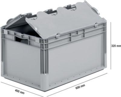 Euro Box Leichtbehälter ELB 6320, aus PP, Inhalt 64 L, mit Deckel, grau