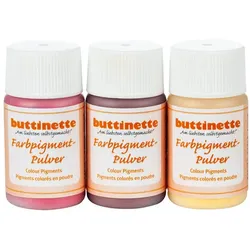 buttinette Farbpigment-Pulver, rottöne, 3x 20 ml