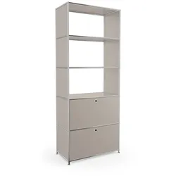 Aktenregal System 4 Metall Grau Taupe