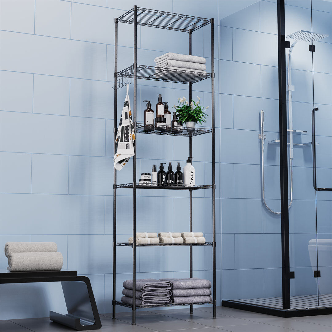 Rebrilliant Nemcova 54 cm W Shelving Unit Black 160cm H X 54cm W X 29cm D