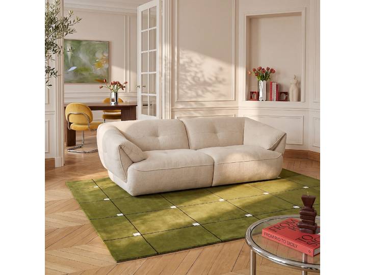 HABITAT - Canapé 3 places en tissu - Crème - Cyriel