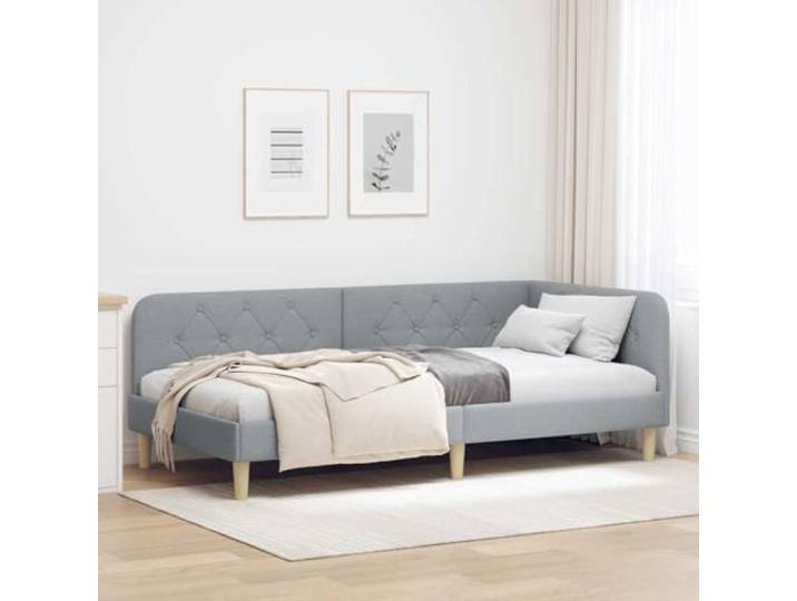 RJPLMFV Eckbettgestell, hellgrau, 90 x 190 cm, Stoff Schlafsofa, umklappbar, Armlehne, wendbar, Polyester, weich, modernes Design für kleinen Raum