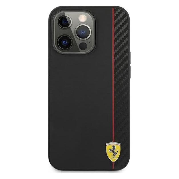Ferrari FESAXHCP13LBK iPhone 13 Pro/13 6,1" czarny/black hardcase On Track Carbon Stripe (Apple iPhone 13, Apple iPhone 13 Pro) (FER000480-0)