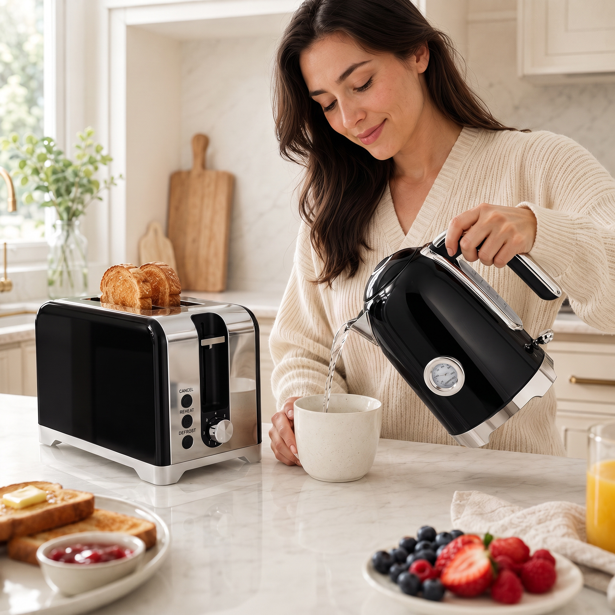 Homcom Set bollitore 1,7 L da 2200 W e tostapane 2 fette con 7 livelli di doratura   Aosom Italy