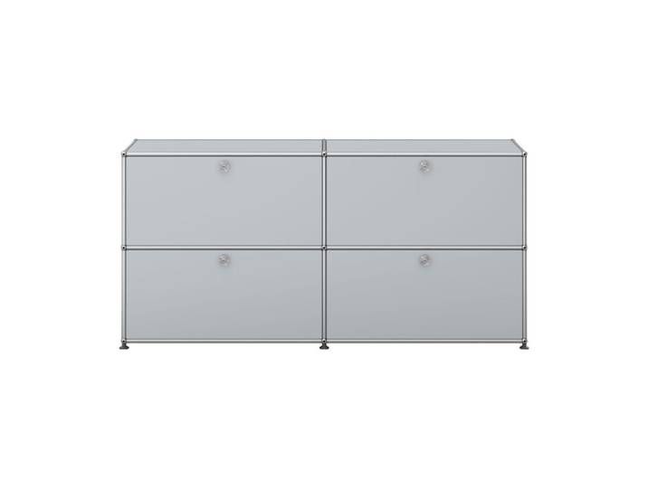 USM Haller Sideboard 2-fach breit 4 Klapptüren mattsilber ohne Schloss 153x74x38 cm