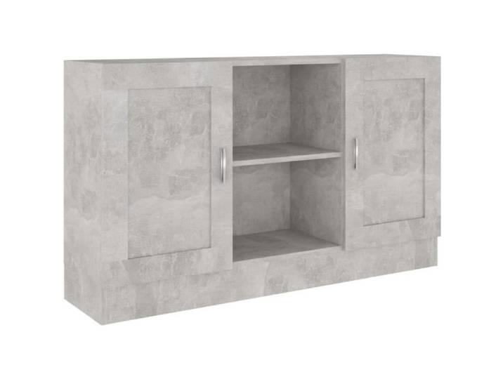 Buffet bas - Bahut bas - Gris béton - 2 portes - 120x30 5x70 cm