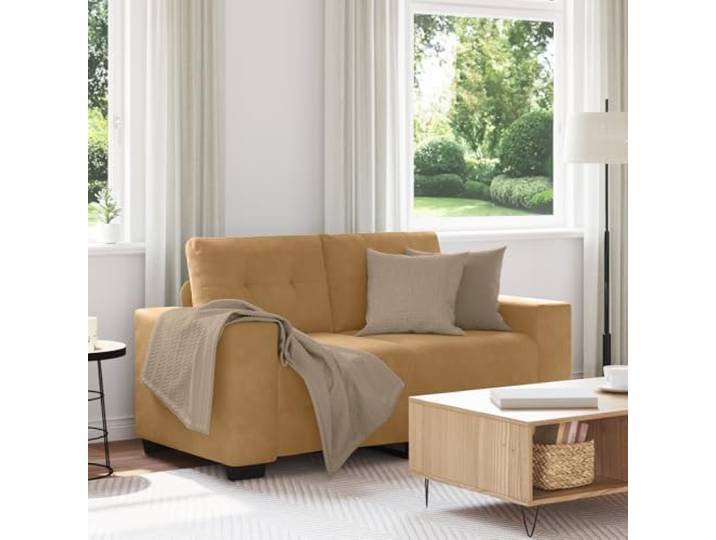 HEFZGDB Zweisitzer-Sofa Braun 120 cm Samt Modernes Relaxsofa mit Samtstoff und stabilen Sperrholz-Armlehnen für Wohnzimmer Schlafzimmer Arbeitszimmer Entspannung Komfort