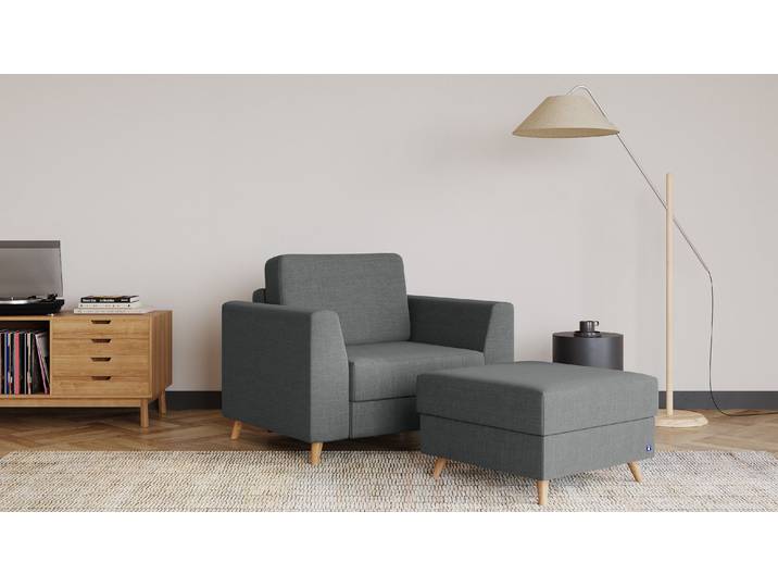 BRUNO Schlafsessel 70cm in Dunkelgrau praktische Größe stabiles Massivholz & Boxspringkomfort