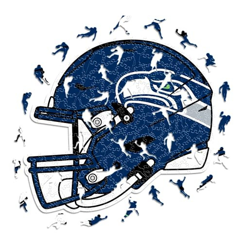 Iconic Puzzles Seattle Seahawks Helm Houten Puzzel - 150 stuks