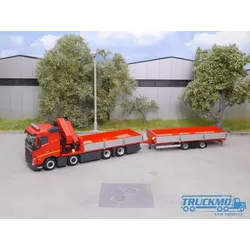 Elbe-Modell Bausatz für Tandem Hängerzug Pritsche/Ladekran mit Bordwänden EM184