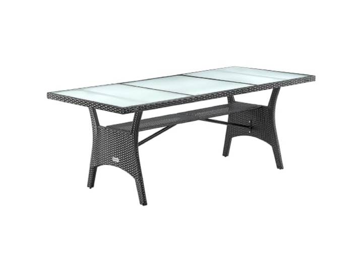 CASARIA® Polyrattan Gartentisch 190x90x74cm mit Ablage Glas Tischplatte Höhenverstellbar Wetterfest Garten Terrasse Tisch Esstisch Gartenmöbel Schwarz