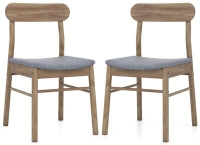 Costway Fabric Upholstered Kitchen Armless Dining Chairs with Rubber Wood Frame Set of 2-Oak