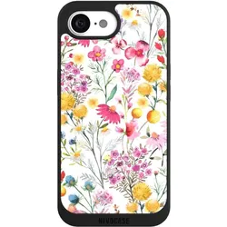 Nivocase Handyhülle für Apple iPhone 16e Hülle NIVOpure Case Schwarz Blumen Frühling Muster (Apple iPhone 16e), Smartphone Hülle, Schwarz