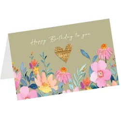 LUMA KARTENEDITION Geburtstagskarte »Happy Birthday to you gemalte Blumen«, 17.5x11.5 cm