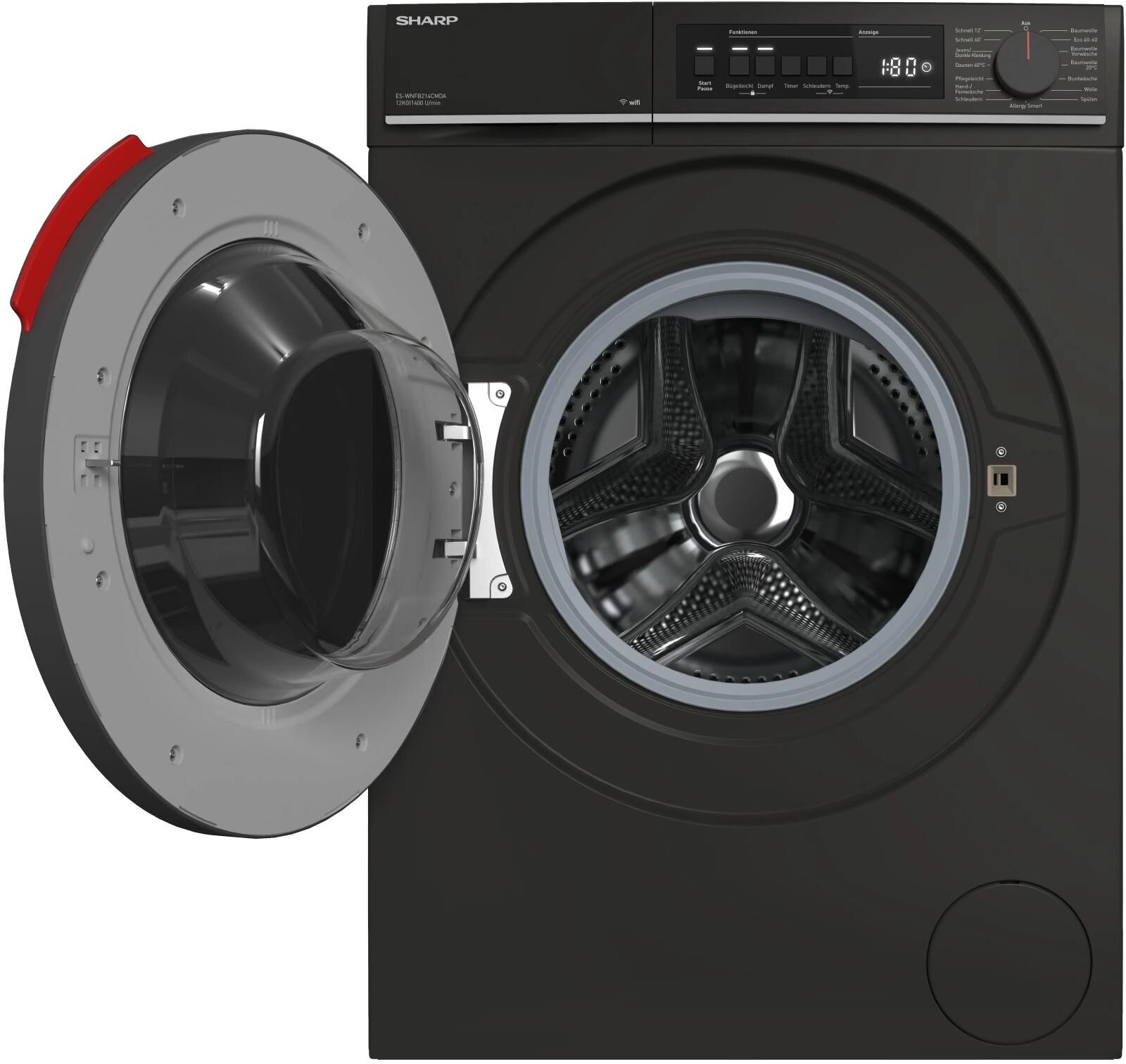 Sharp Waschmaschine "ES-WNFB214CMDA-DE", Energieeffizienz: A, schwarz, B:59,7cm H:84,5cm T:63,2cm, Waschmaschinen, Waschmaschine schwarz Einheitsgröße
