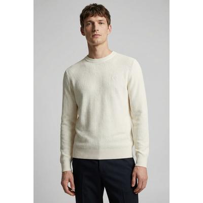 Rundhalspullover CALVIN KLEIN "LS TEXTURED COTTON CREWNK SWEATE", Herren, Gr. L, tofu, Web, Obermaterial: 100% Baumwolle, unifarben, lässig geschnitten normal, Rundhals, eingesetzt Rippbündchen, Pullover Rundhalspullover, Regular fit mit...