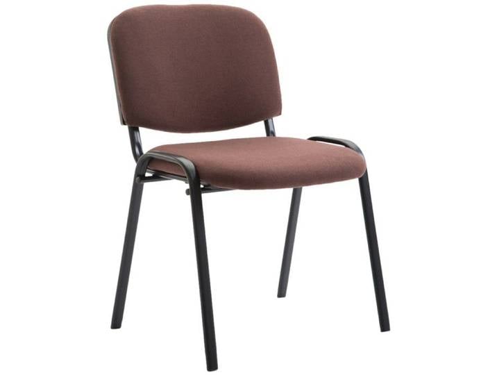 Chaise visiteur empilable zone d attente en tissu marron pietement a 4 pieds en metal noir 10_0003397