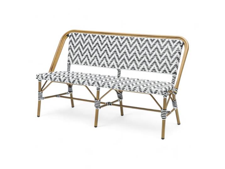 Banquette de terrasse ALMA - Tressage noir et blanc