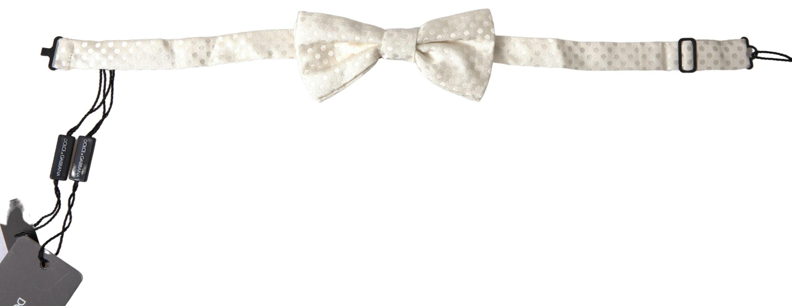 Dolce & Gabbana Elfenbein-Fantasie-Muster Verstellbare Halsband Papillon-Fliege