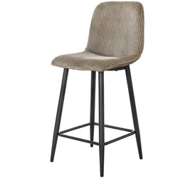 Barhocker Balurne im 2er-Set mit Cord-Bezug, modern mit Lehne, Sand, gepolstert und bequem