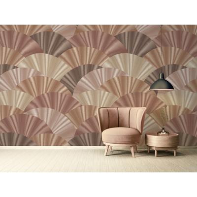 Vliestapete LIVING WALLS "LIMITED – Art-Déco Fächer Fototapete", braun, B:1,59m H:0m L:2,8m, Vlies, Tapeten, Geometrisches Fächermuster mit plastischer 3D-Wirkung