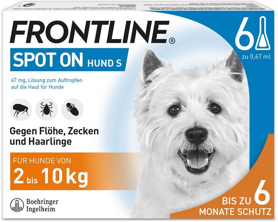 Frontline Spot on H 10 Lösung f.Hunde 6 St Einzeldosispipetten