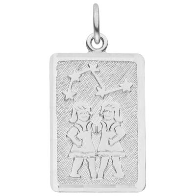 Sternzeichenanhänger JOBO "Sternzeichen eckig mit Sternbild 20 mm", silber 925, Schmuckanhänger, Damen, Zwilling, Silber 925 (Sterlingsilber), 925 Silber rhodiniert