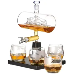 Oak & Steel Whisky Gläser und Dekanter Schiff, Serviergefässe, Transparent