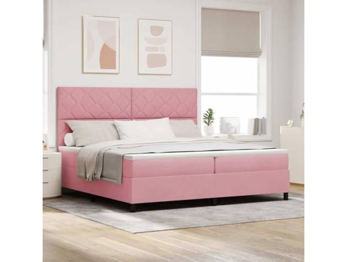 LED Bett mit Kopfteil rosa 200 x 200 cm Samt RGB LED Streifen Mehrfarbig, Kopfteil 2 Höhen Verstellbar, Holz Technik, USB, Tragkraft 280 kg, Nur Innen