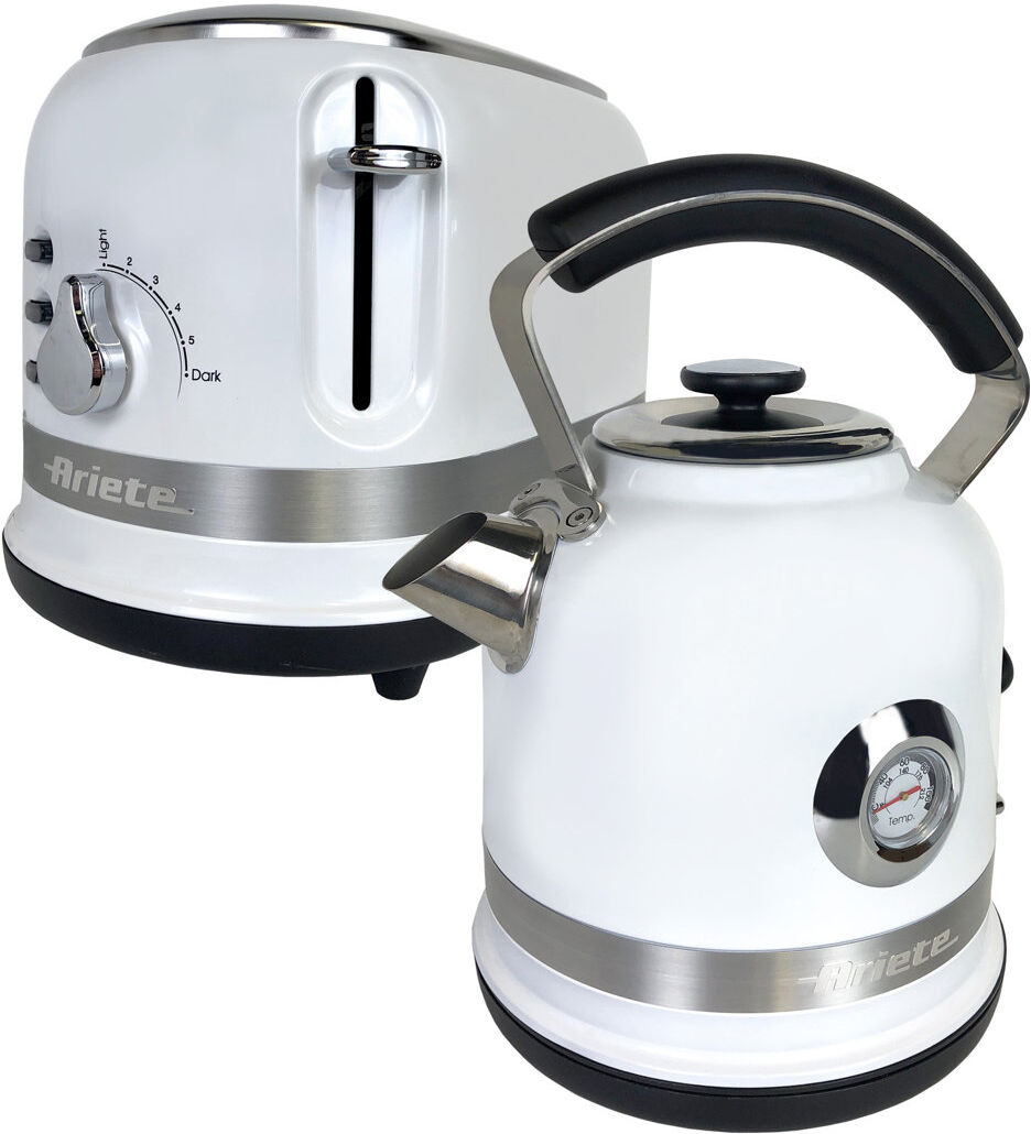 Ariete Moderna 1.7L Stainless Steel Kettle with 2 Slice Toaster Set White 1.7L