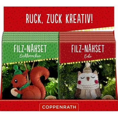 Filz-Nähset Weihnachts-Anhänger 'Eule/Eichhörnchen', sort.