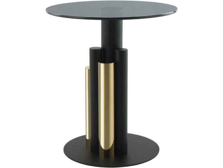 Kayoom Beistelltisch Ontario 225, Runde Glasplatte aus Sicherheitsglas, 100% Edelstahl (1-St), Modernes Design, zweifarbiges Säulengestell, Eyecatcher Element
