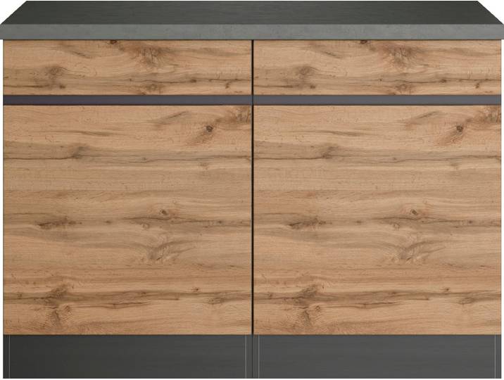 Unterschrank KOCHSTATION KS-Riesa , braun (wotaneiche), B:120cm H:86cm T:60cm, Holzwerkstoff, Schränke, Unterschrank, Breite 120 cm, MDF-Fronten