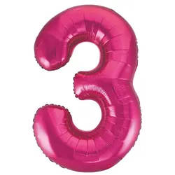 Folienballon Zahl 3 pink