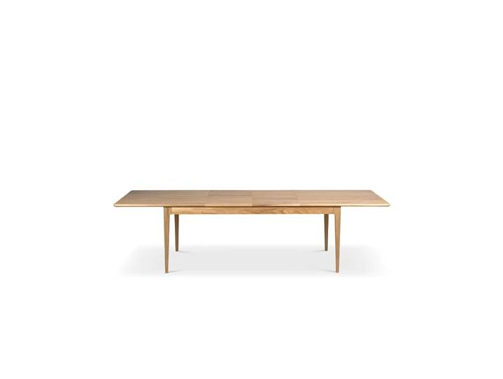 Mavis Table à manger Höllviken Chêne blanchi mat laqué, 2 rallonges, chêne Ø50 cm